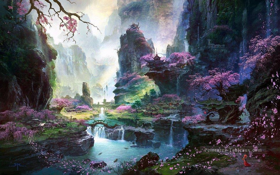 monde fantastique Montagne chinoise Peintures à l'huile